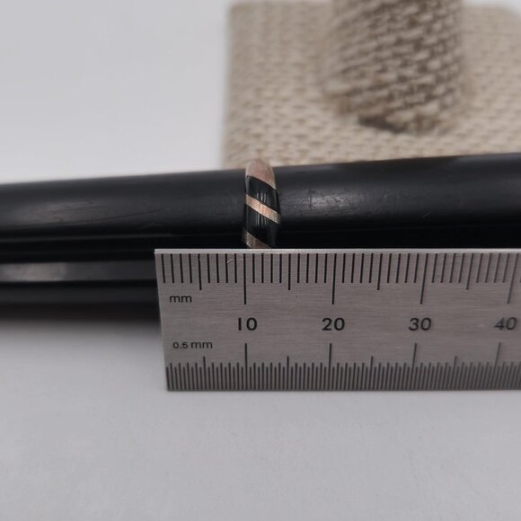 Size 7 Silver And Copper Tone Black Inlay Ring A3039 - Picture 6 of 7